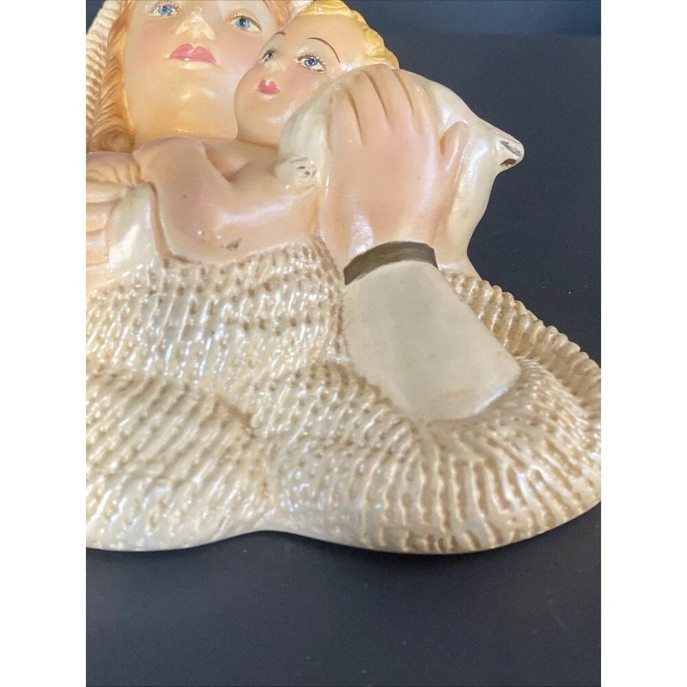 Vintage Virgin Mary Madonna Baby Jesus Wall Hanging Chalk Ware Religious 9